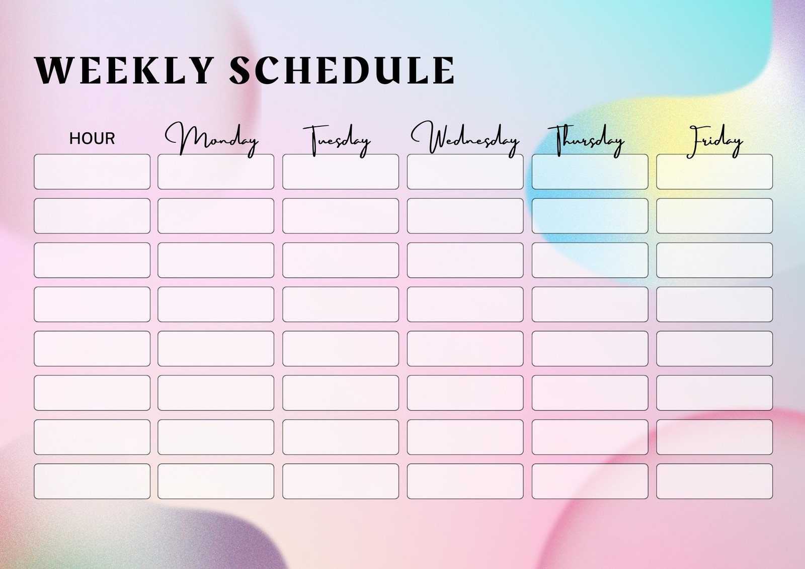 Schedule Template Printable