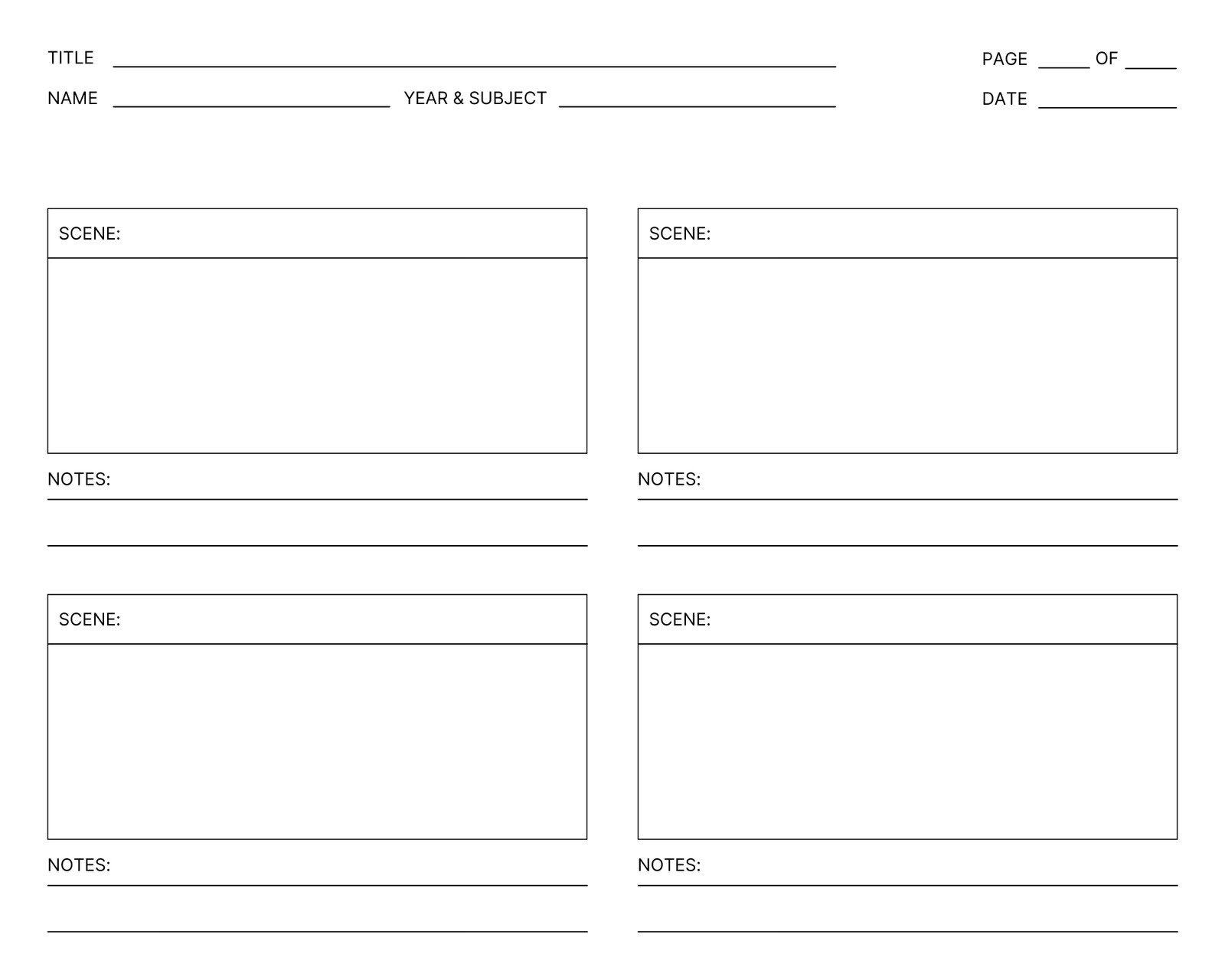 Free Printable Storyboard Template Pdf