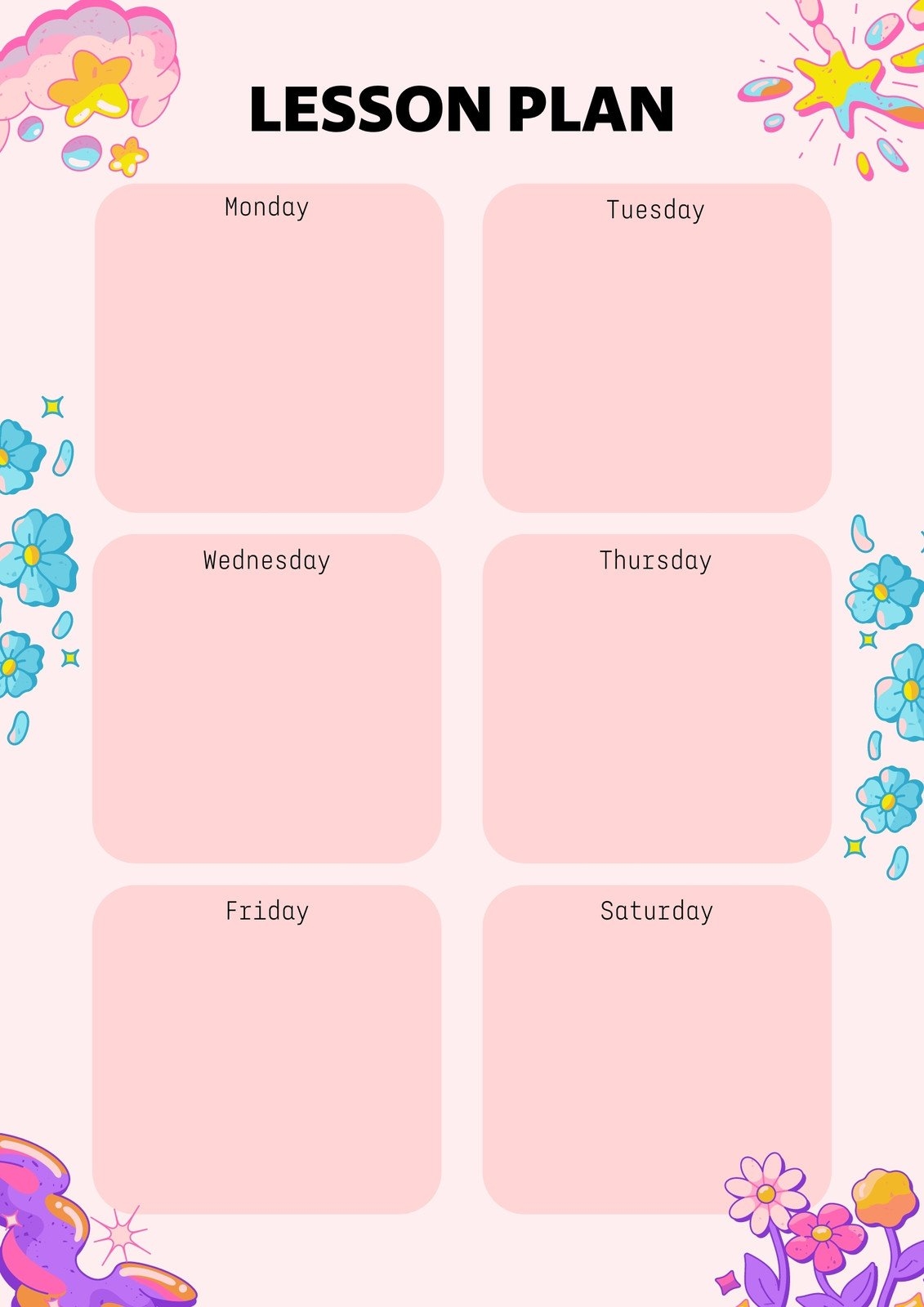 Free Printable Customizable Weekly Lesson Plan Templates Canva
