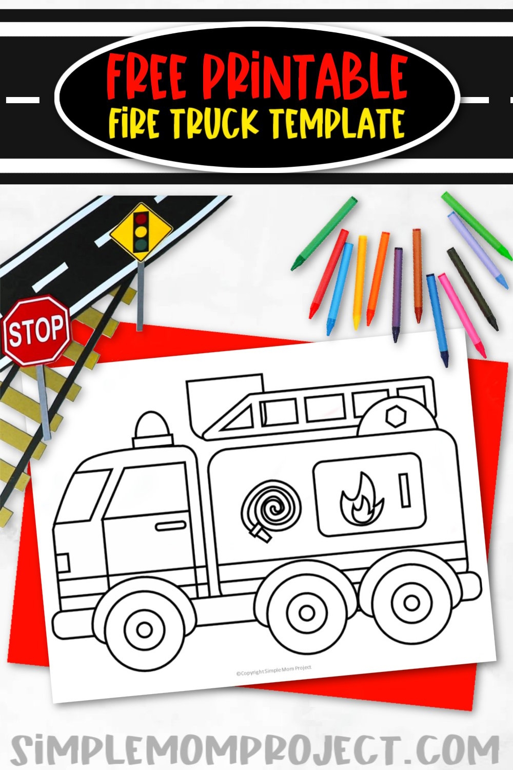 Free Printable Fire Truck Template Simple Mom Project Worksheets Library
