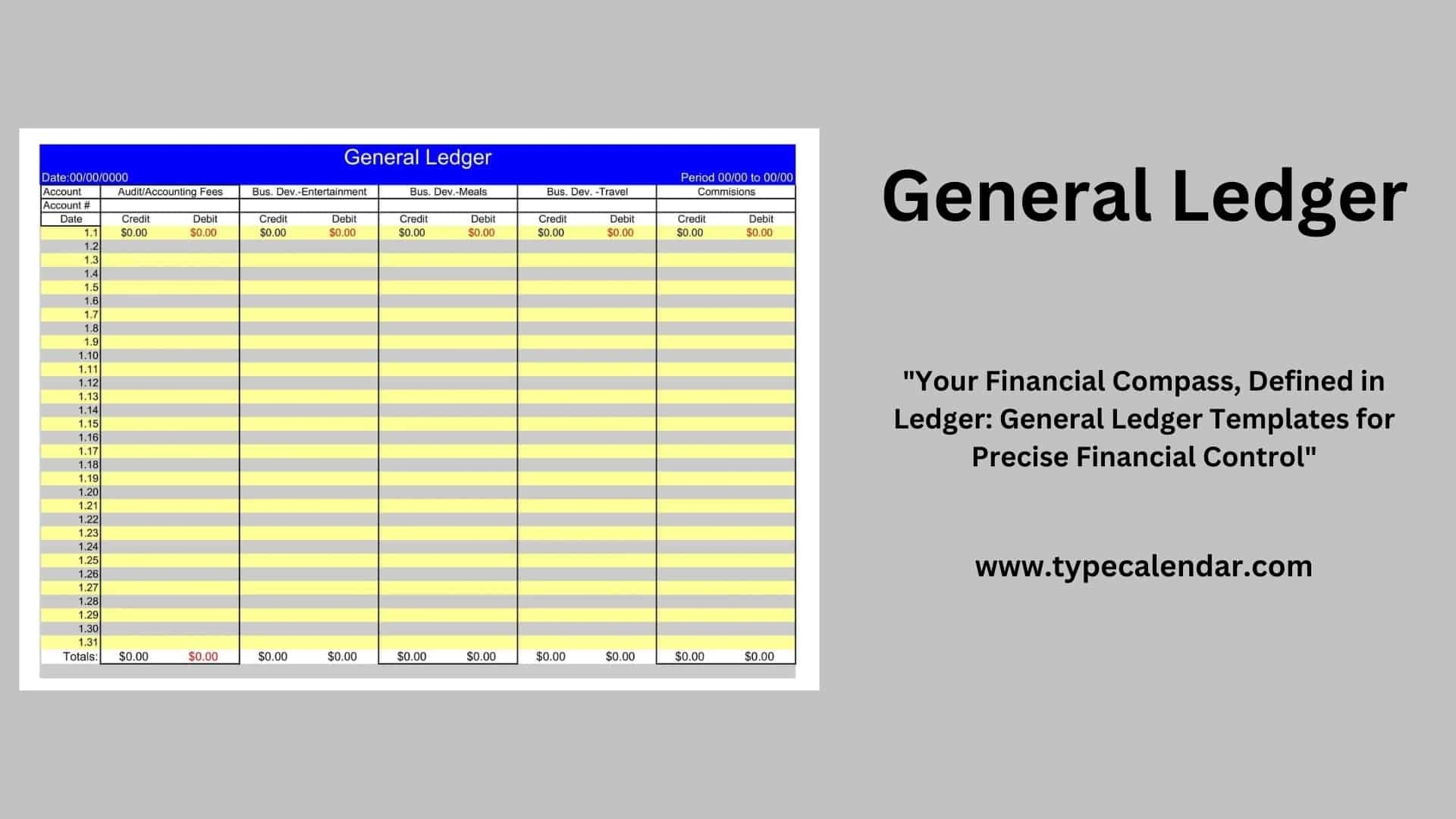 Free Printable General Ledger Templates Word Excel PDF Small Business