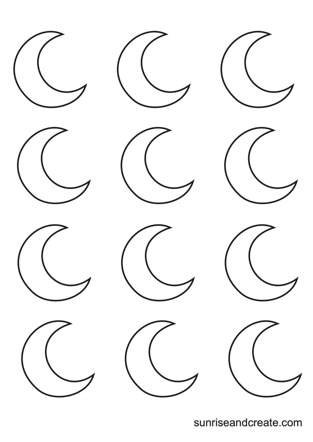 Free Printable Moon Templates Crescent Full Moons 