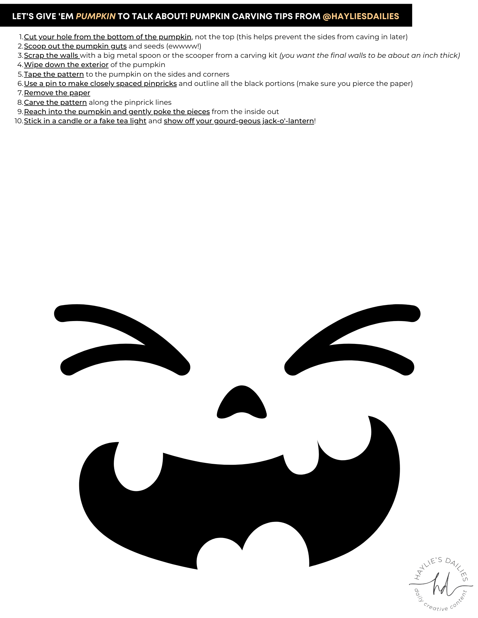 Free Printable Pumpkin Carving Patterns For The Most Boo tiful Jack o Lanterns In Town Haylie s Dailies