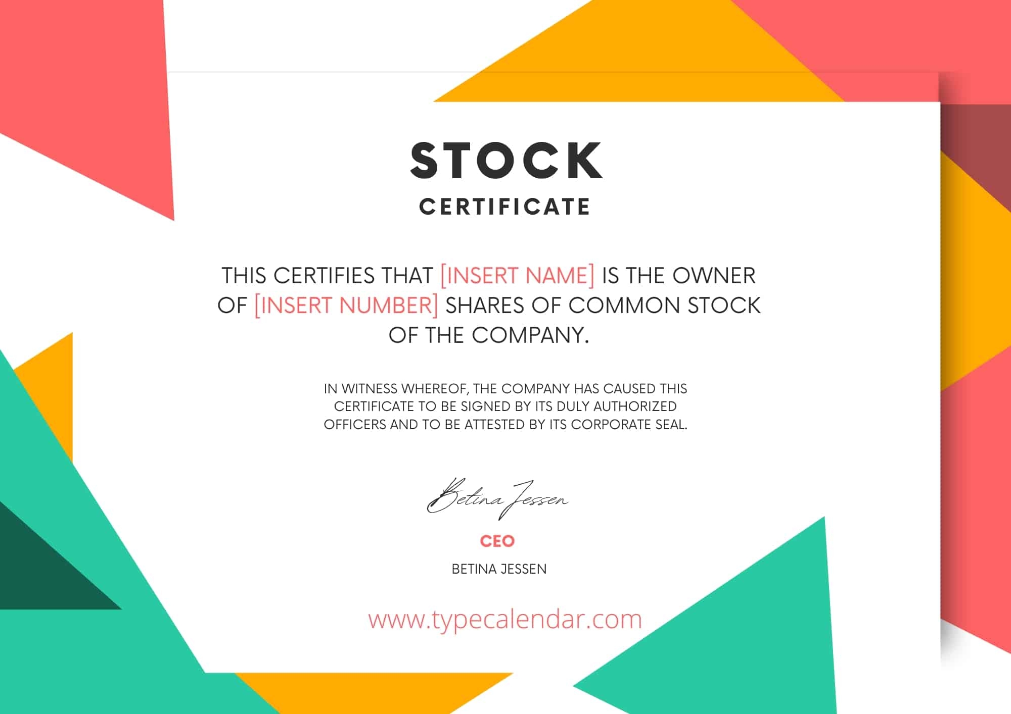 Free Printable Stock Certificate Templates PDF Word 