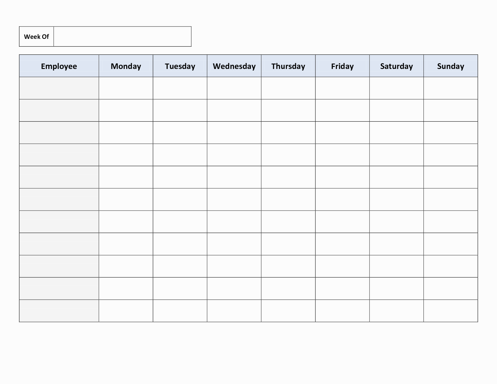 Free Printable Weekly Work Schedule Template Kylemencontsmogen1973 s Ownd