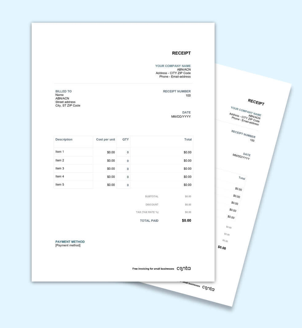 Receipt Templates Printable Free