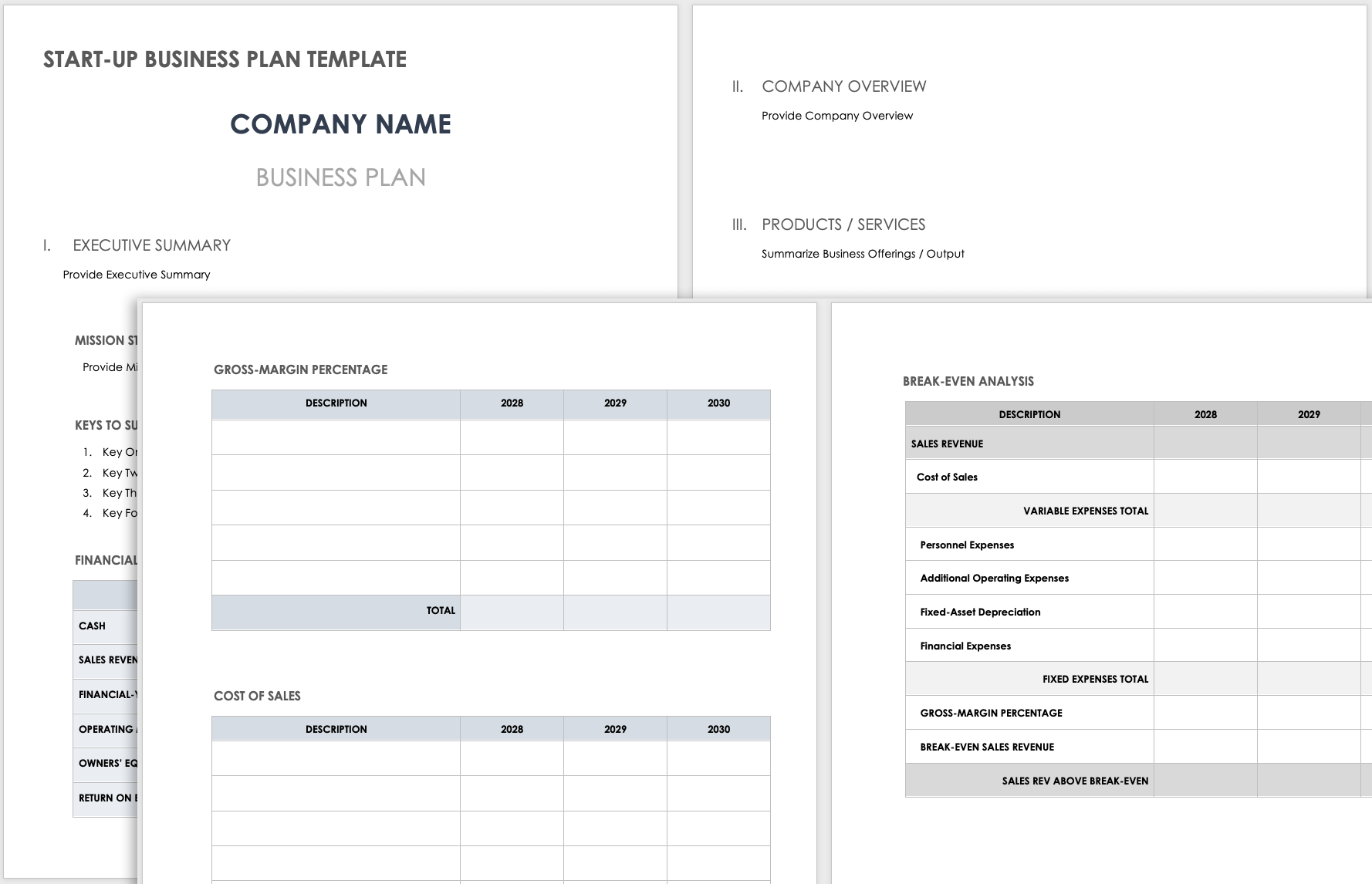 Free Printable Business Plan Templates