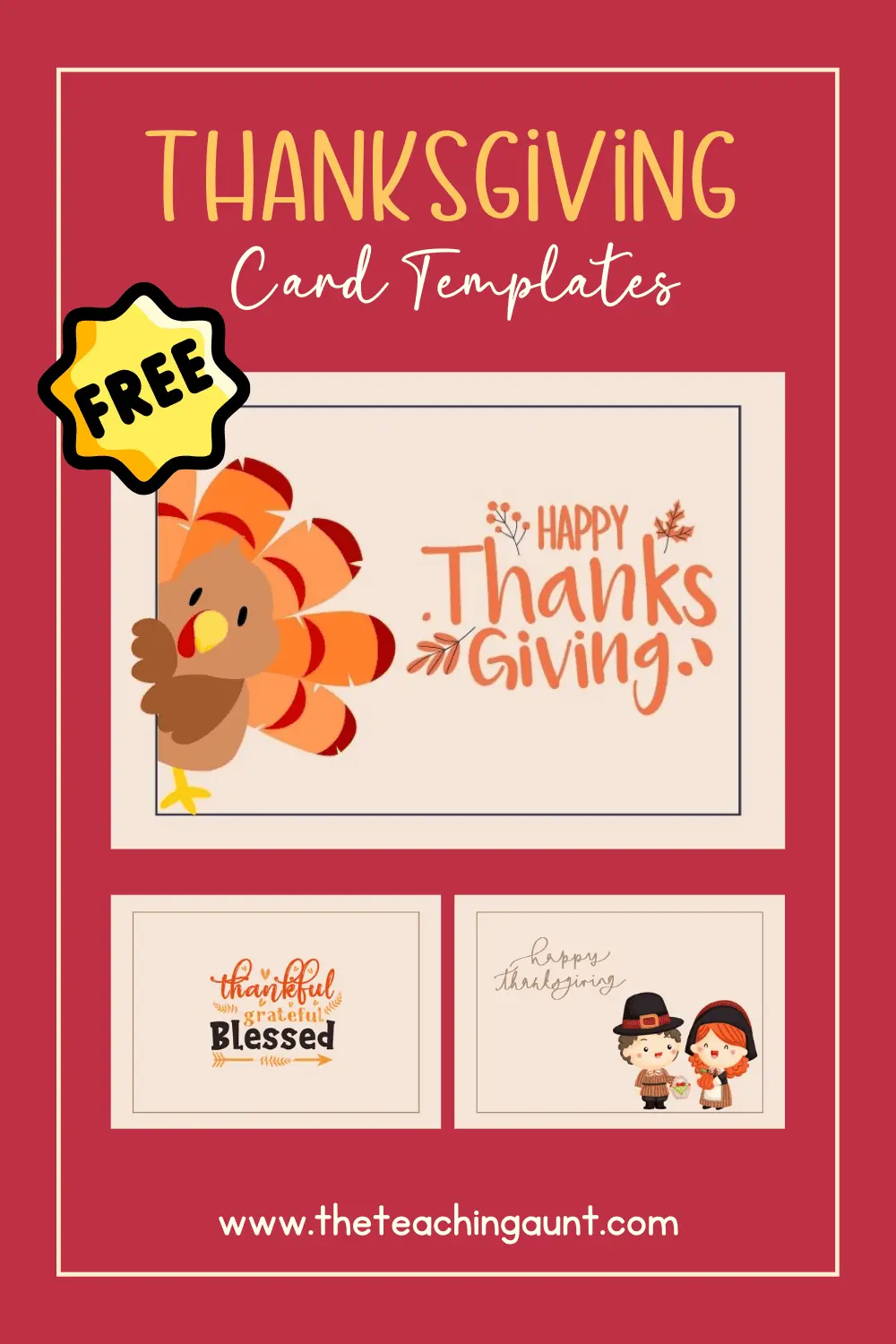 Free Thanksgiving Card Templates The Teaching Aunt