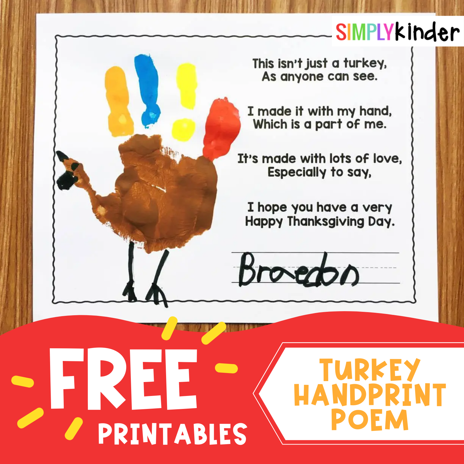 Printable Hand Turkey Template