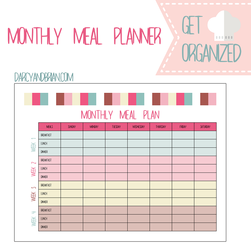 Free Printable Monthly Meal Planner Template
