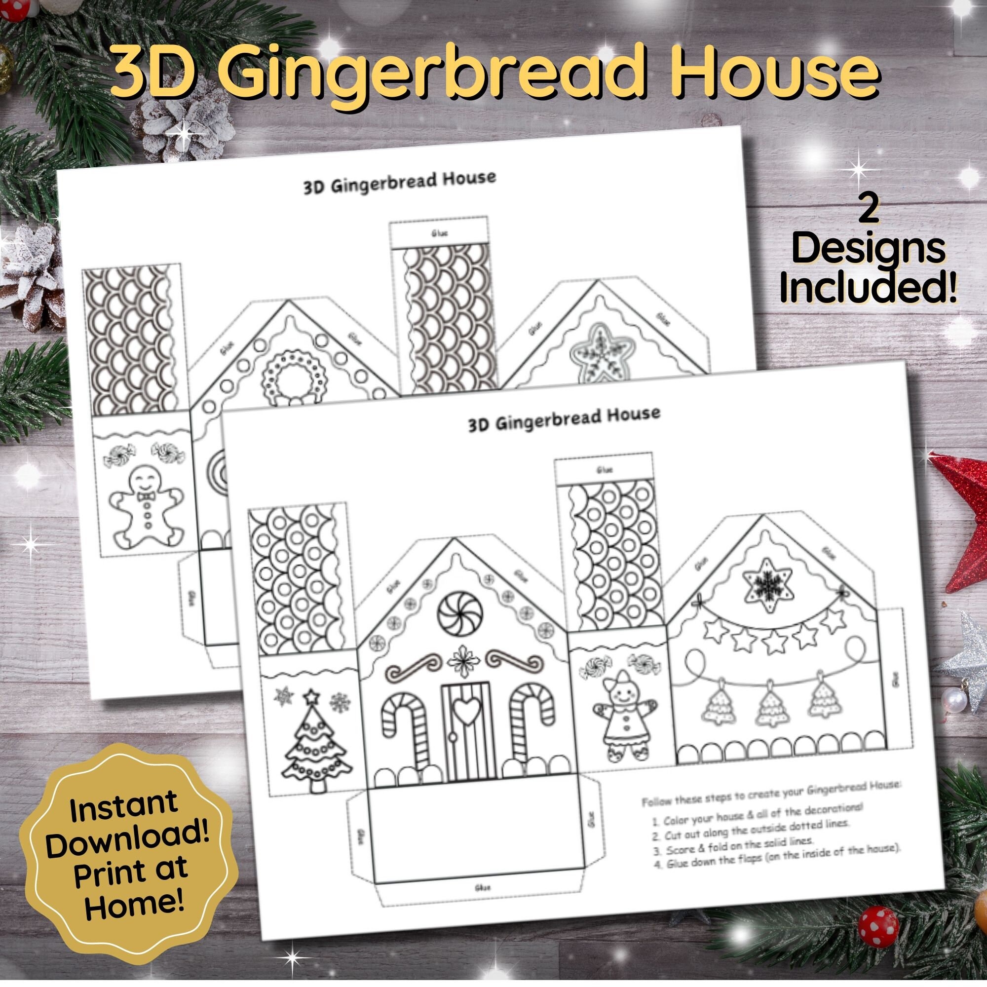 Gingerbread House Printable Gingerbread Man Christmas House Paper House Instant Download Toddler Craft Kids Preschool Daycare Activity Etsy