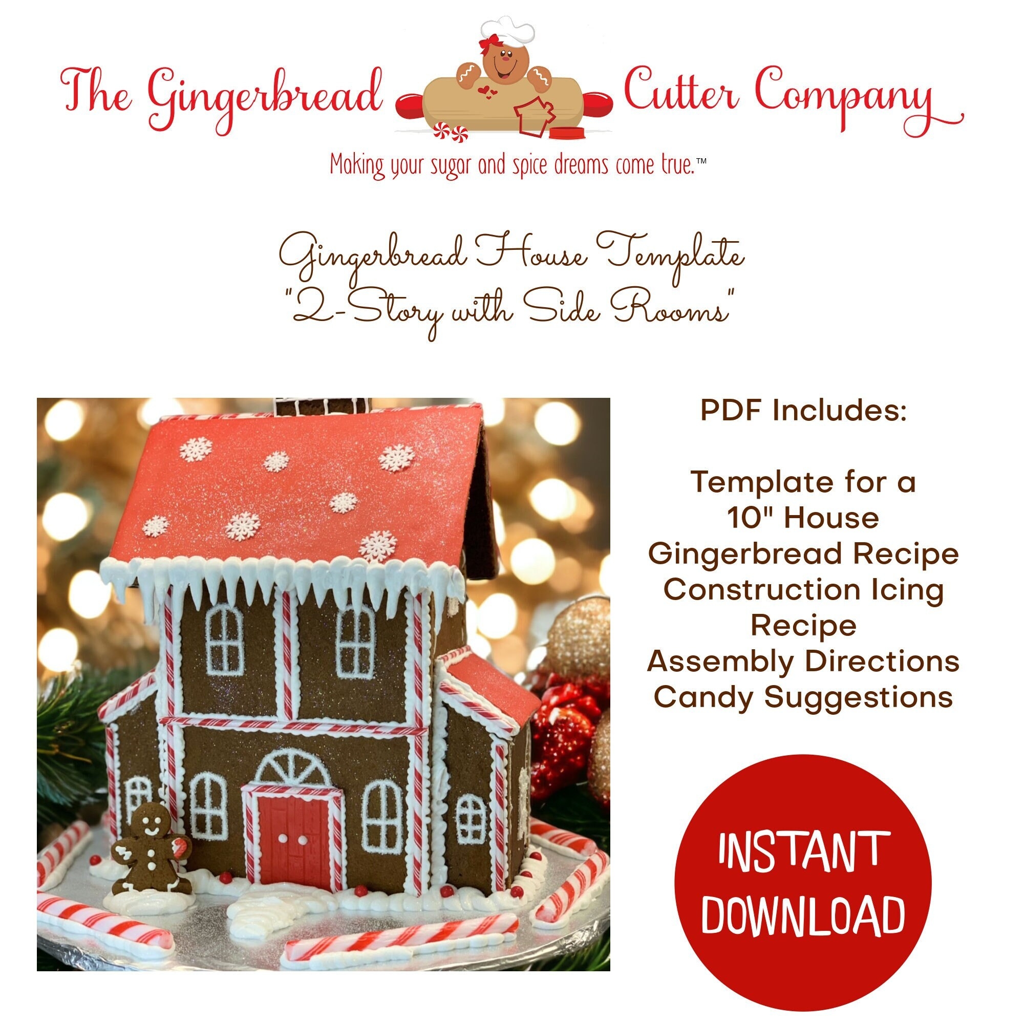 Two Story Printable Gingerbread House Template
