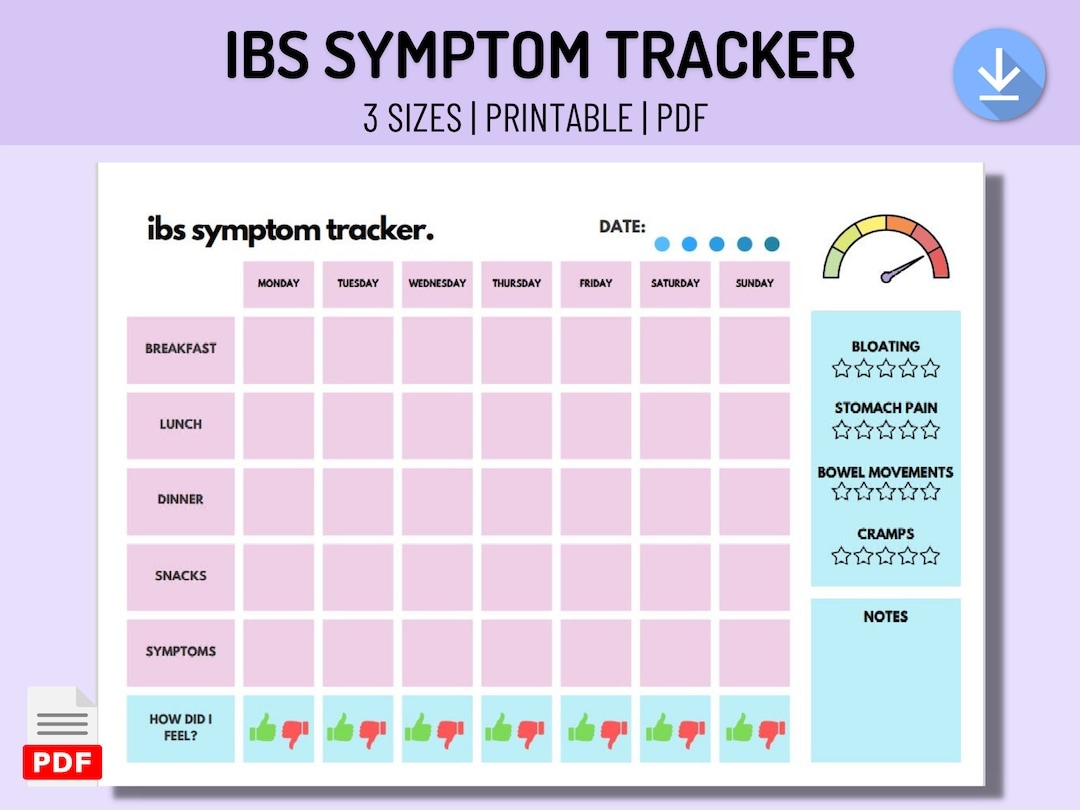 IBS Symptom Tracker Food Journal Printable PDF Food Diary Intolerance FODMAP Diet Track Food Diet Log Digital Meal Planner Etsy
