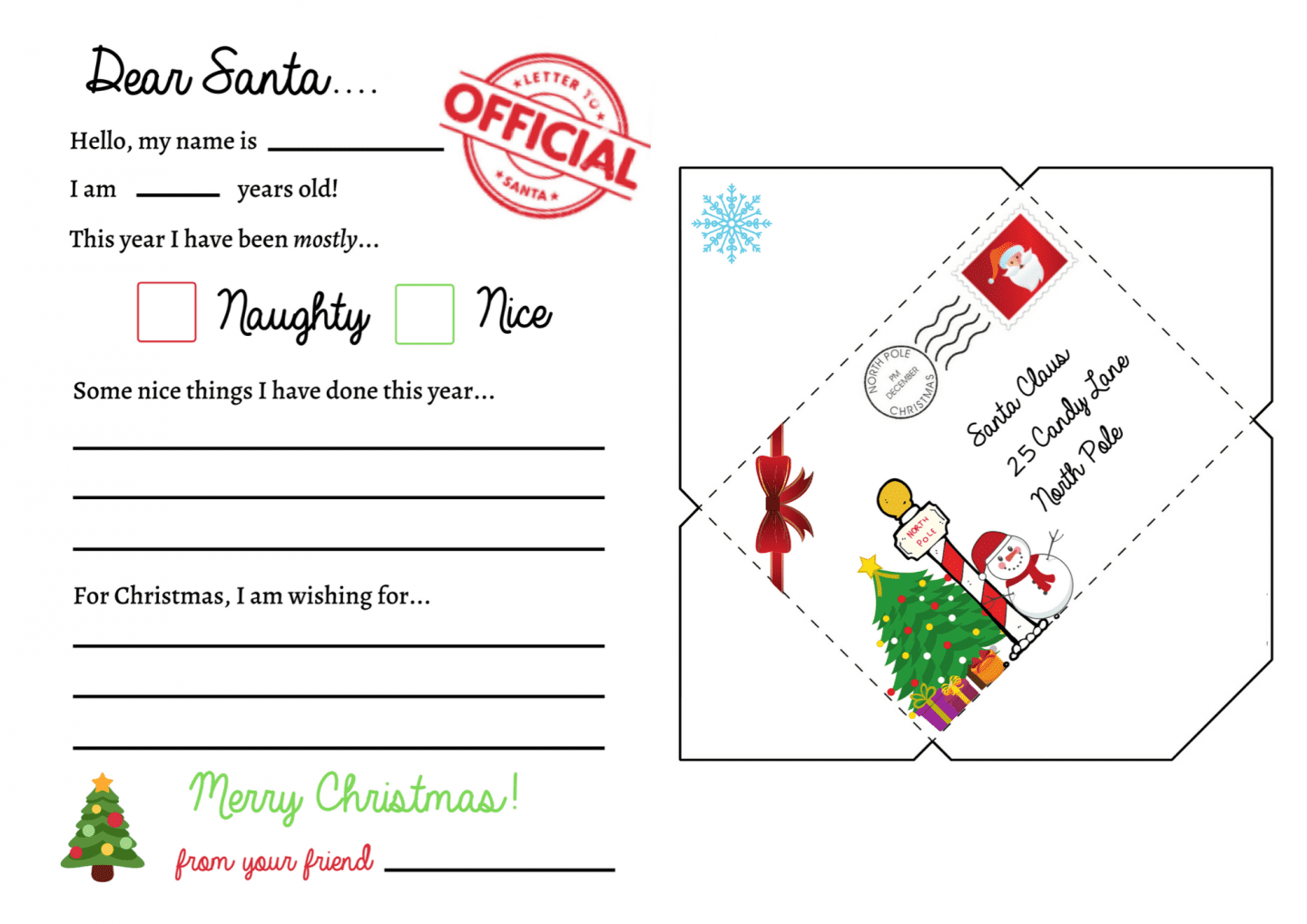 Free Printable Letter To Santa Template Word