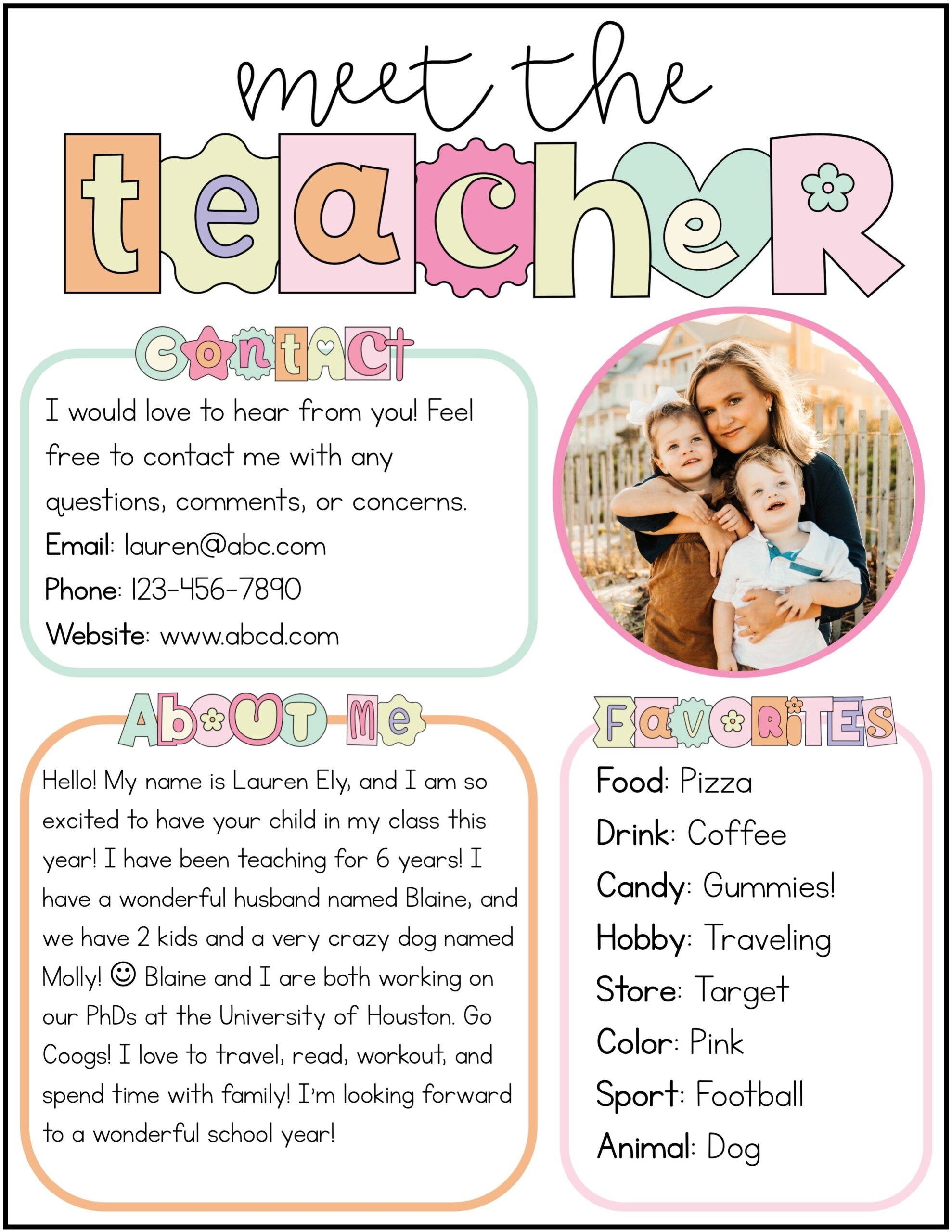 Free Printable Meet The Teacher Template