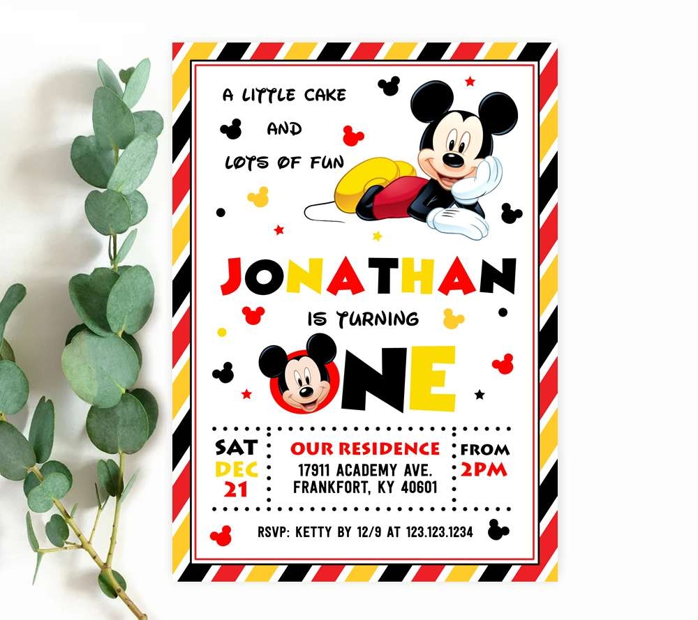 Mickey Mouse Birthday Invitation Archives Perfect Party Prints Editable Party Invitations Templates