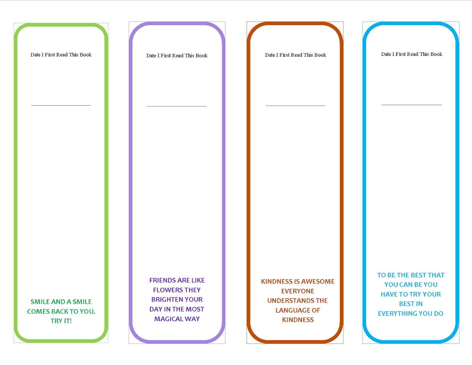 Motivational Bookmarks Printable Printable Party Favors
