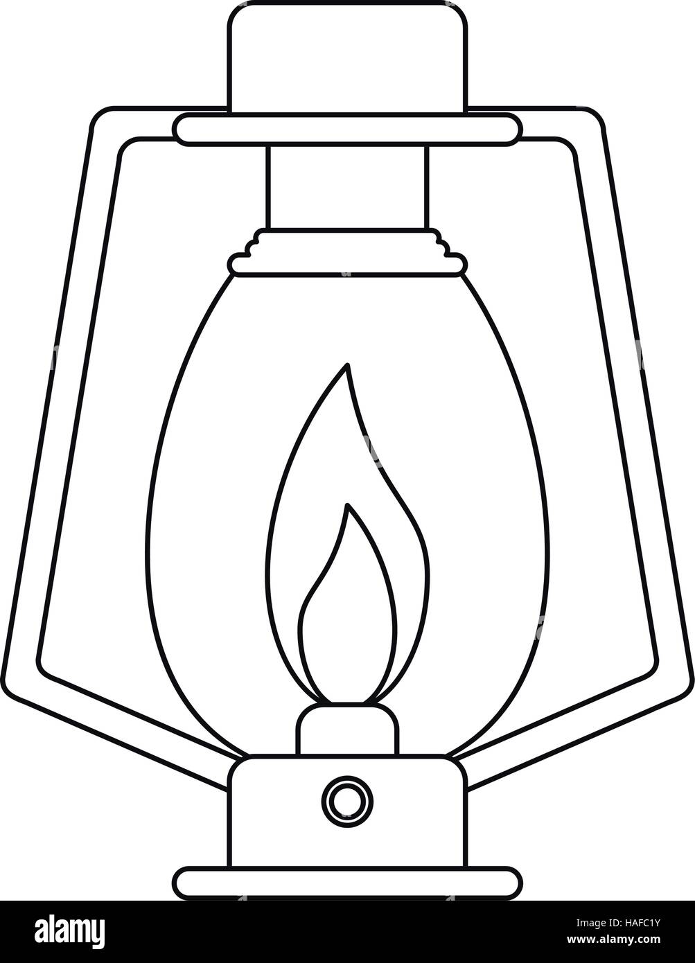 Outline Lamp Kerosene Old Lantern Camping Stock Vector Image Art Alamy