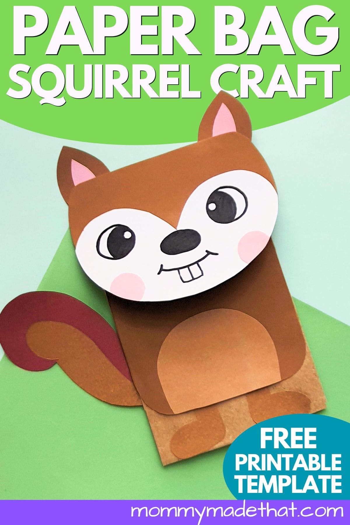Paper Bag Squirrel Craft Free Printable Template 