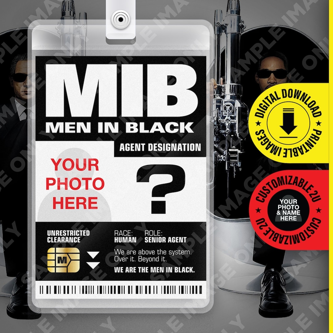 PDF Download Custom MIB Special Agent Men In Black ID Badge Card Halloween Cosplay Costume Name Tag Card Size 2 375 In X 3 375 In Etsy UK