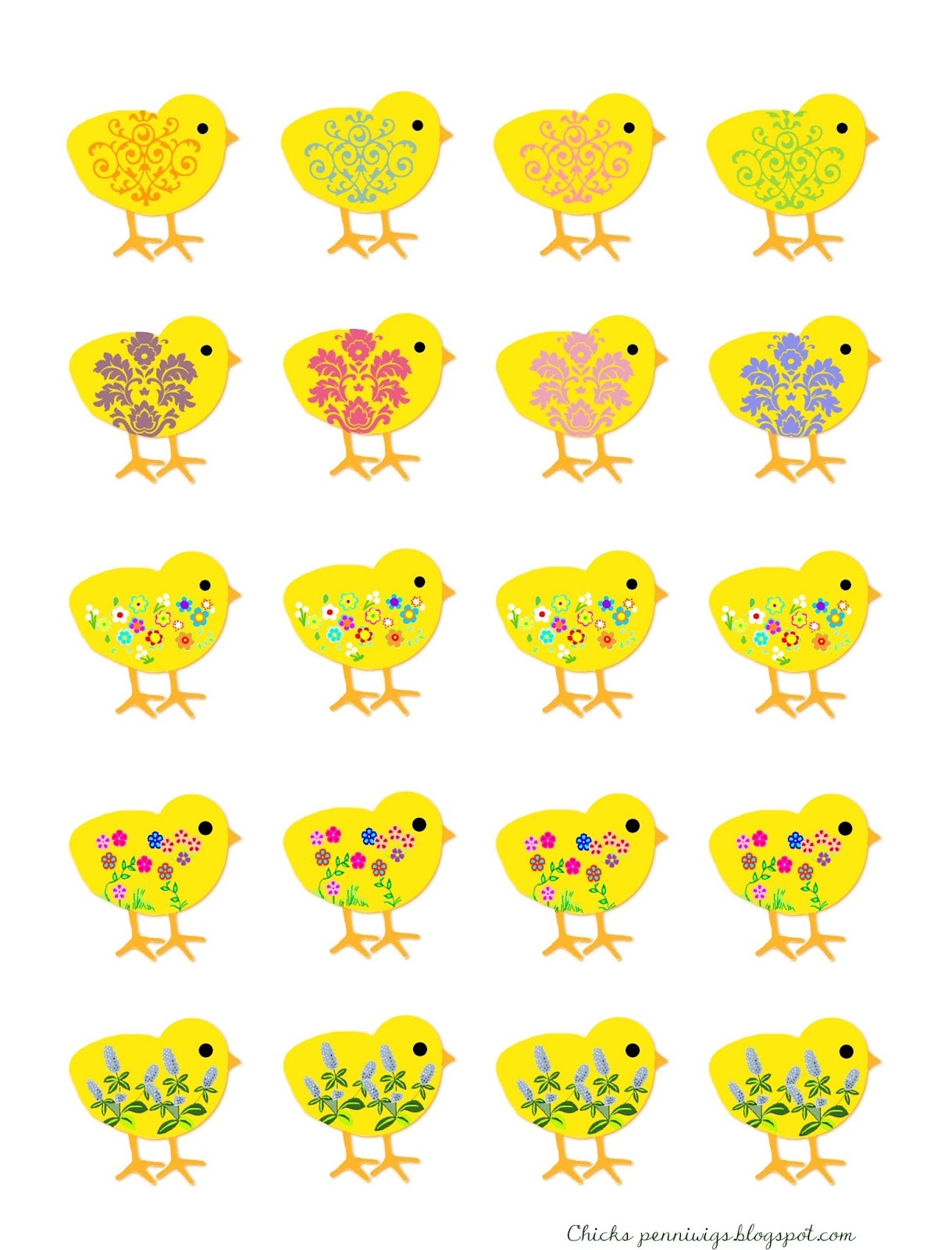 Penniwigs Free Graphics Printables Paper Fun Lore And More Here Chick Chick Chick Cute Free Printable Easter Chickens