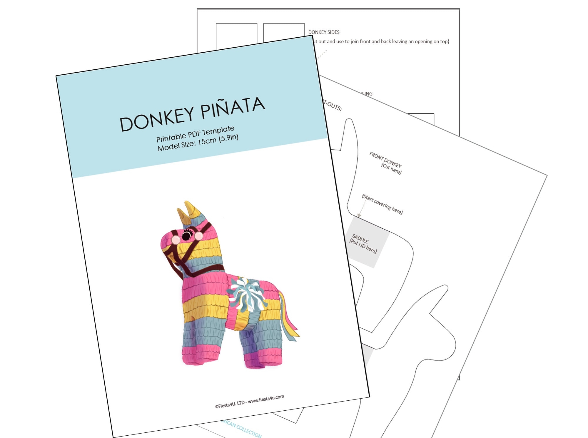 Pi ata Burrito Template And Instructions Donkey Pinata SVG PNG Pdf Dxf Download Cut Files Etsy