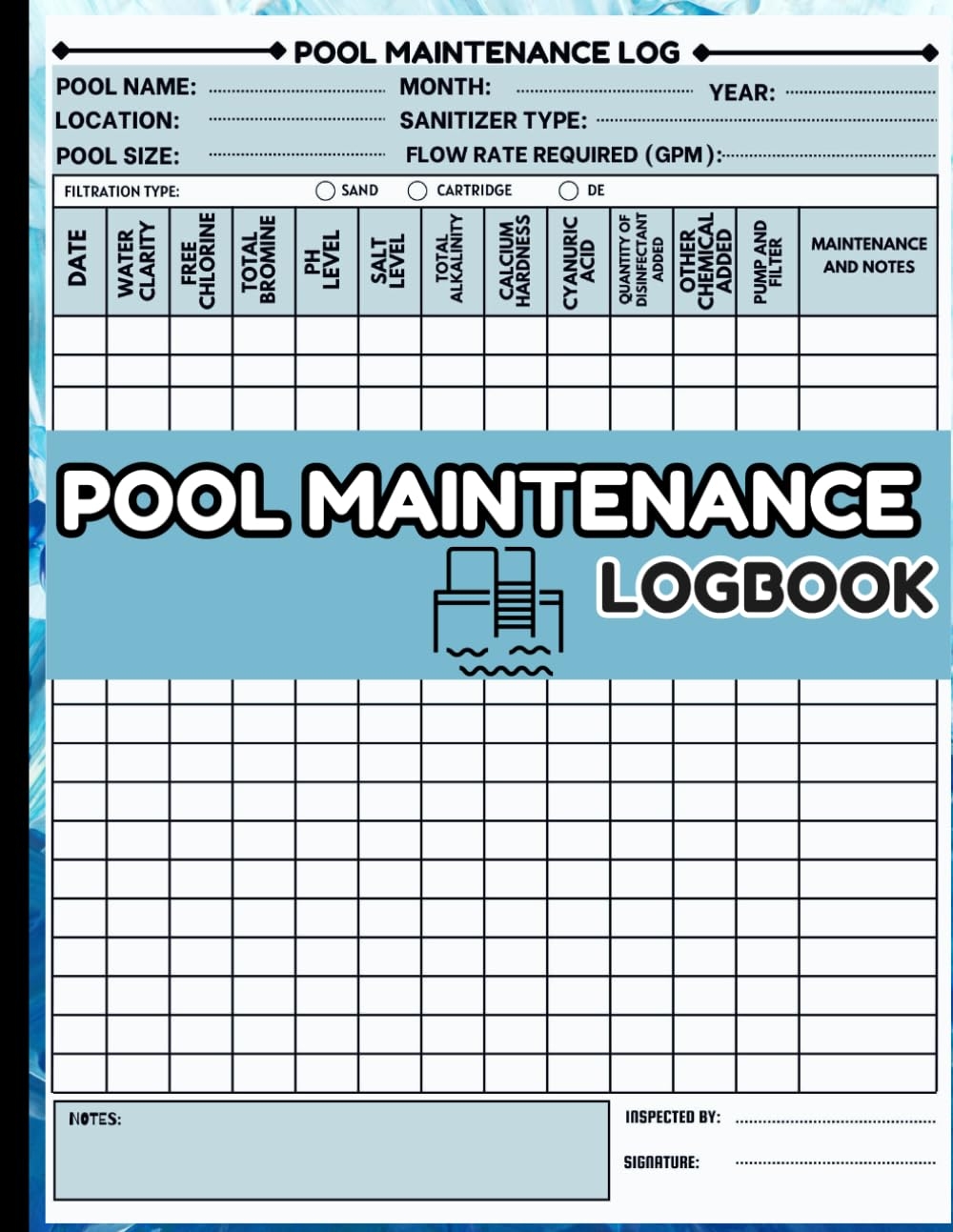 Pool Maintenance Log Book Organizing Pool Maintenance Schedules Pool Chemical Tracking Journal Format A4 With 122 Pages Pink Jodie Amazon Books