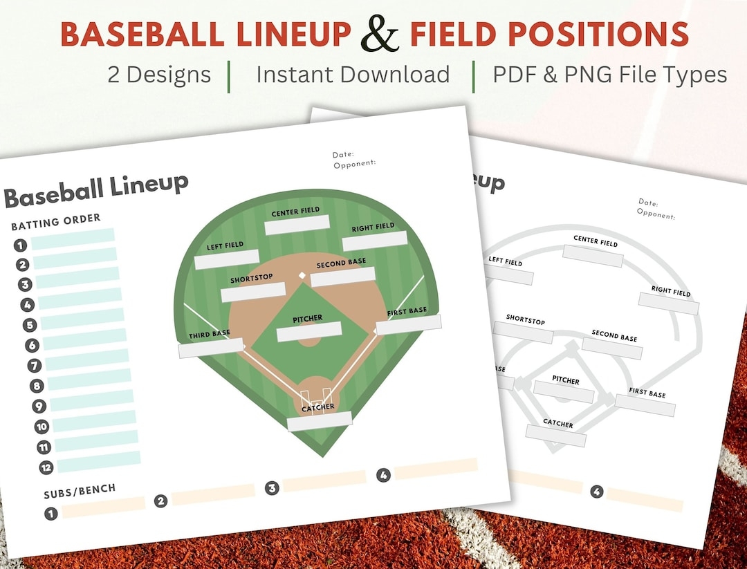 Printable Baseball Lineup And Field Position Sheet Batting Order Instant Download For Baseball Coach And Team Mom Team Dad For Game Day Etsy Ireland