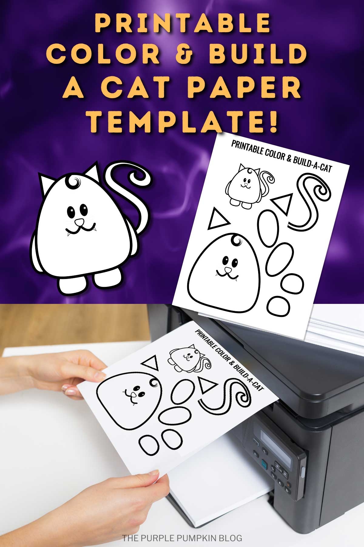 Printable Color Build A Cat For Halloween