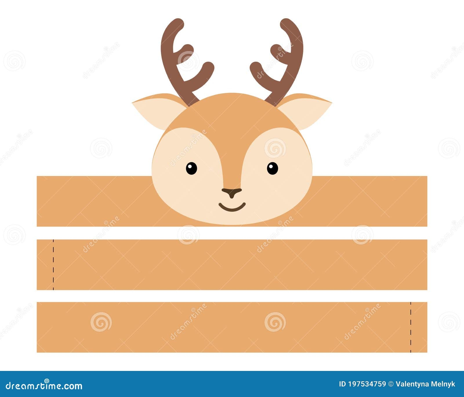 Printable Deer Paper Hat Party Crown Die Cut Template For Birthday Christmas Baby Shower Fun Accessory For Entertainment Stock Vector Illustration Of Forest Character 197534759
