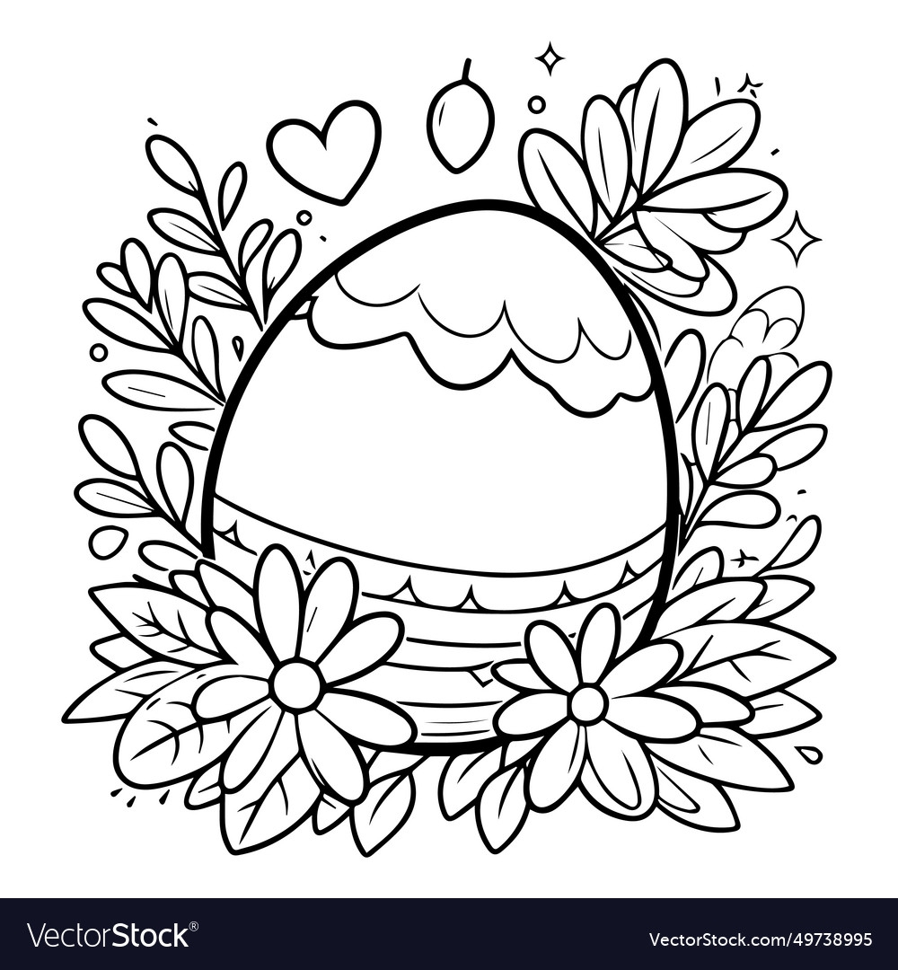 Printable Easter Egg Template Blooms And Coloring Vector Image