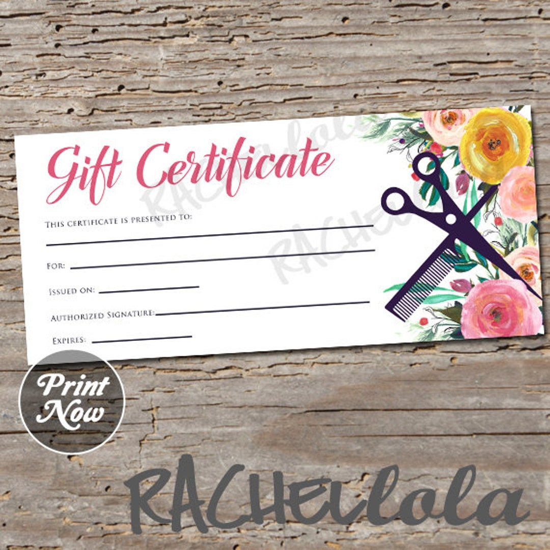 Printable Hair Salon Gift Certificate Template Hair Stylist Coupon Voucher Fillable Christmas Instant Download Mothers Day Birthday Etsy UK