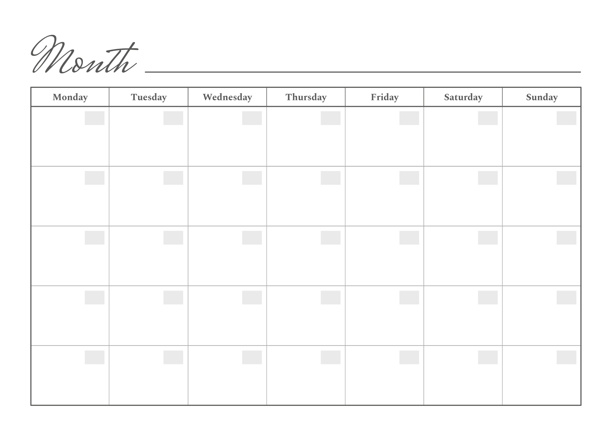 Printable Monthly Calendar Free Google Docs Template Gdoc io