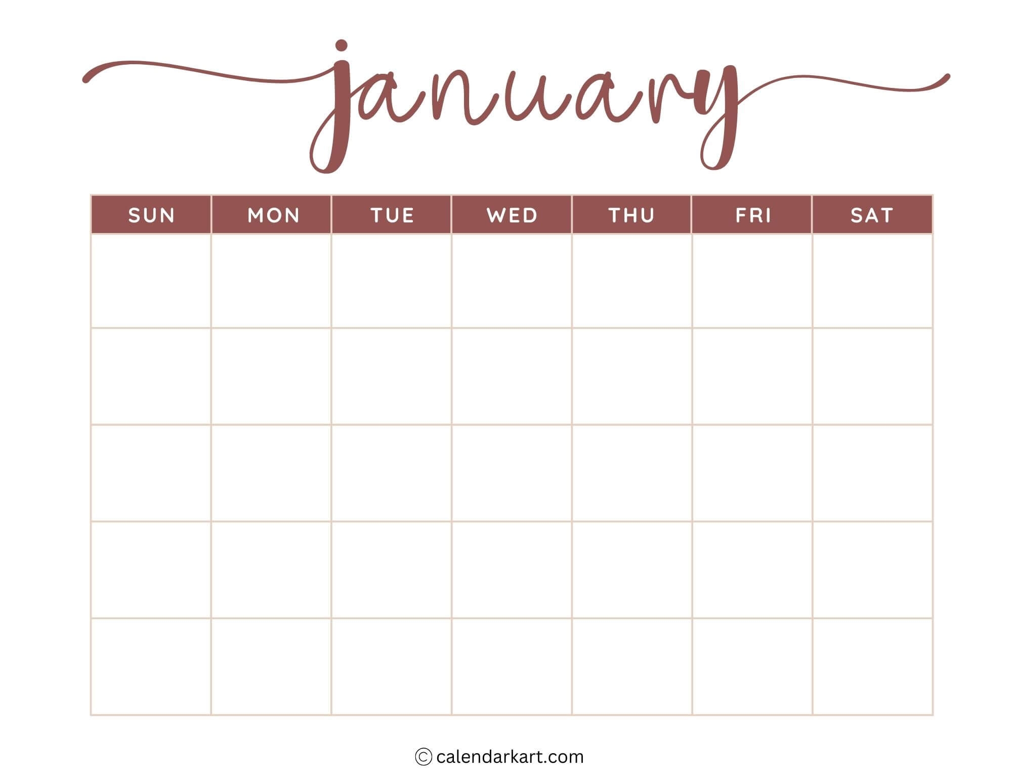 Printable Calendar Template Free