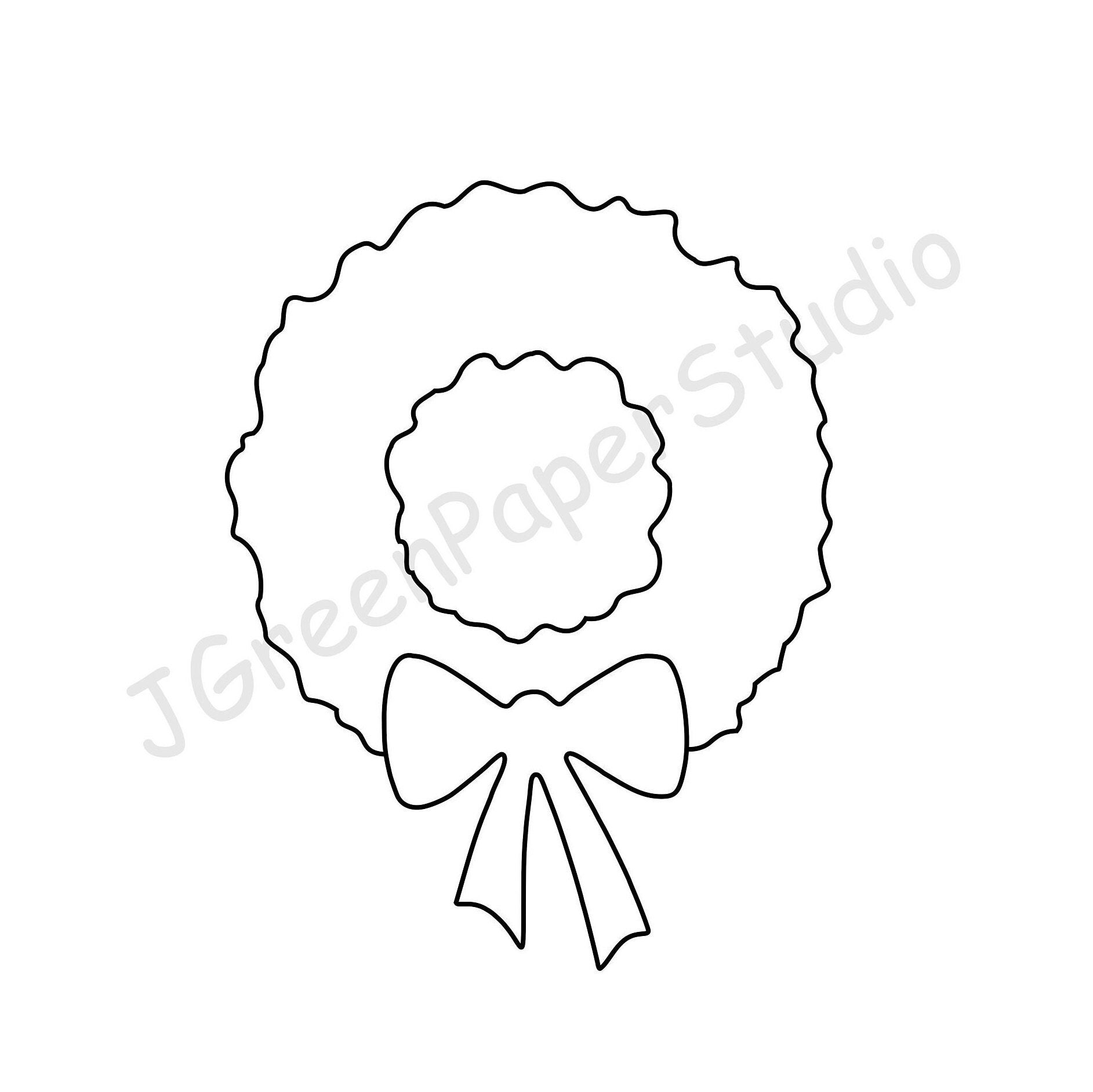 Printable Wreath Template pdf Digital Download Wreath Kids Holiday Coloring Page Kids Crafts Stencil 8 Inch Wreath Scrapbooking Etsy