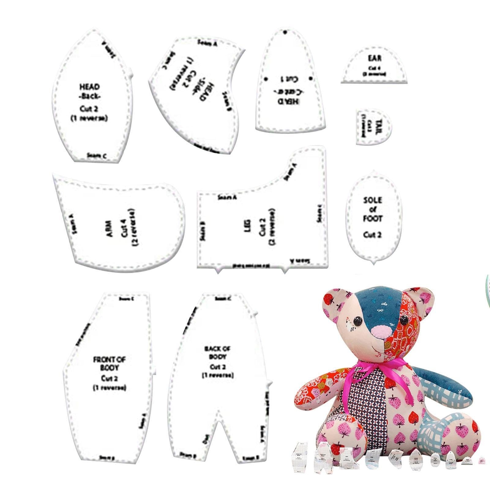 Ristyur Memory Bear Templates Ruler Set Memory Bear Sewing Pattern Set Teddy Bear Pattern Sewing Template DIY Craft Memory Bear Template With Accessories And Instructions Sofa Bedroom Room Amazon de Home 