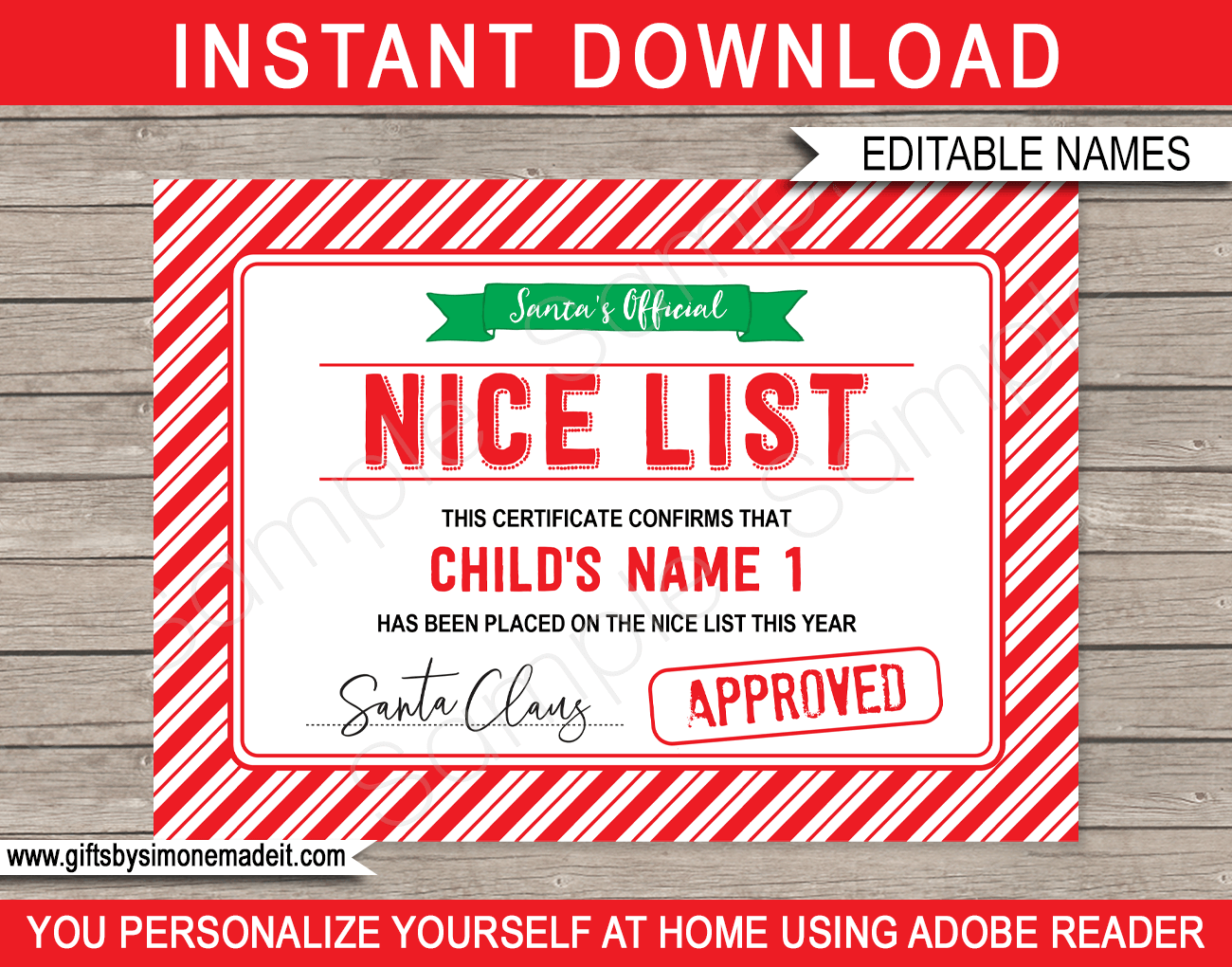 Santa s Nice List Certificate Template Approved By Santa Claus