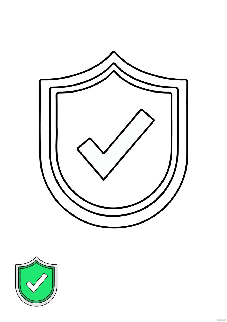 Shield Check Mark Coloring Page In PDF JPG Download Template