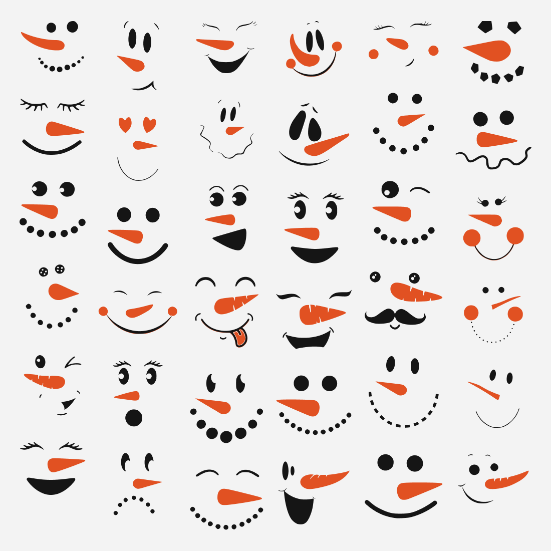 Snowman Face SVG Collection MasterBundles