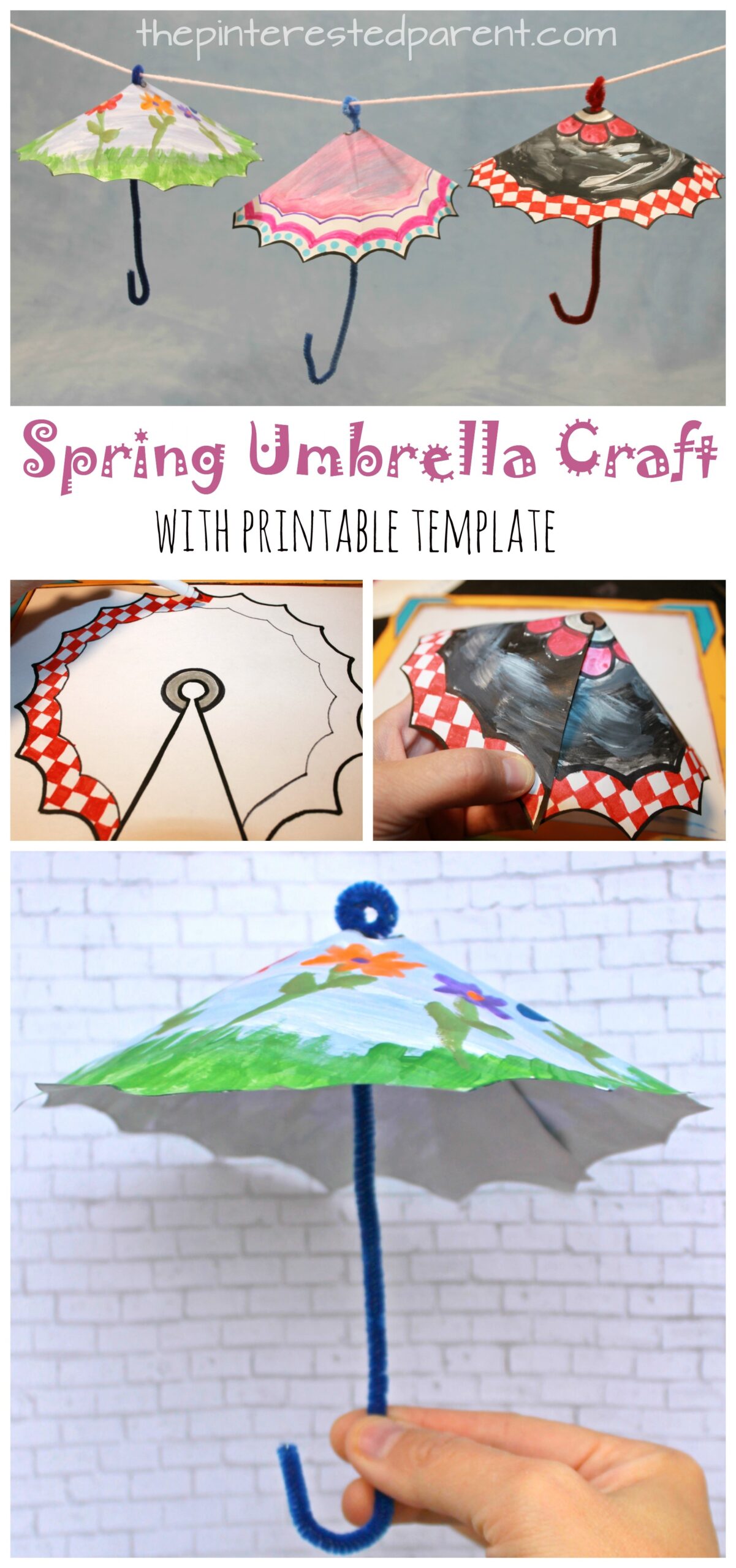 Spring Umbrella Craft With Printable The Pinterested Parent