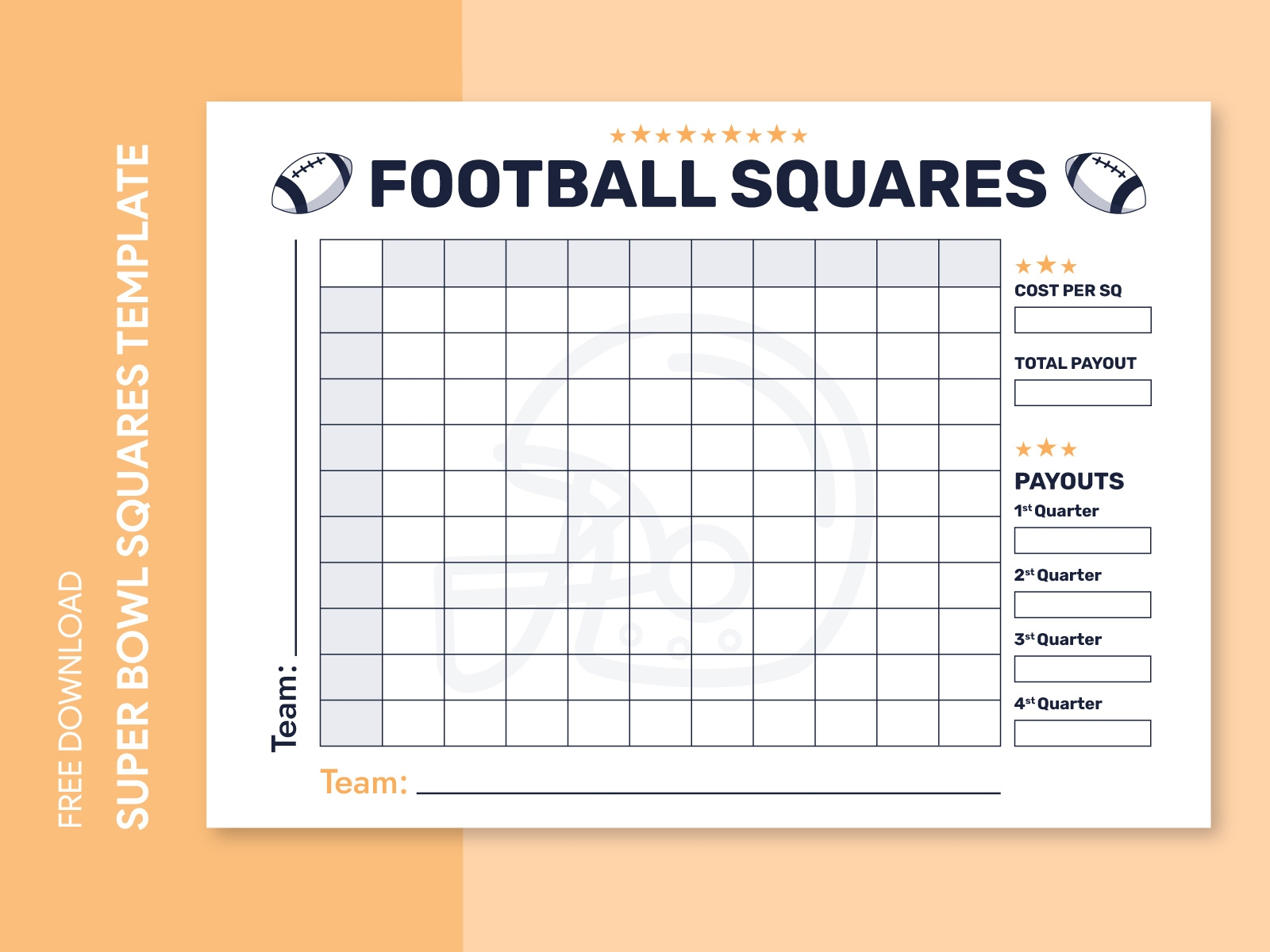 Super Bowl 100 Squares Free Google Docs Template By Gdoc On Dribbble