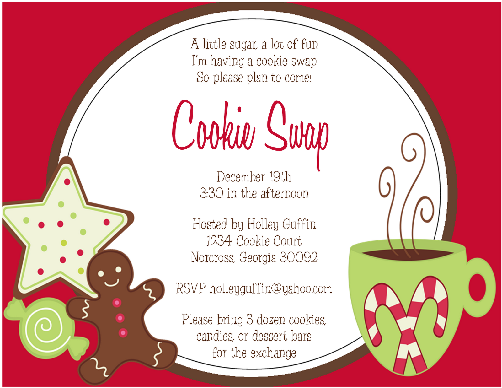 Printable Cookie Exchange Rules Template