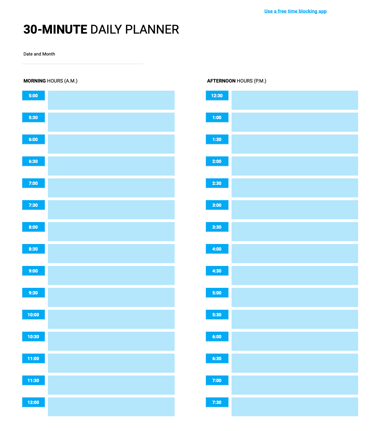 Time Blocking Planner 9 Free Time Block Templates