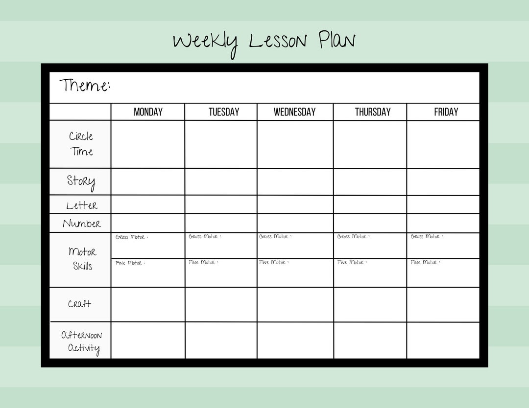 Printable Lesson Plan Template Weekly