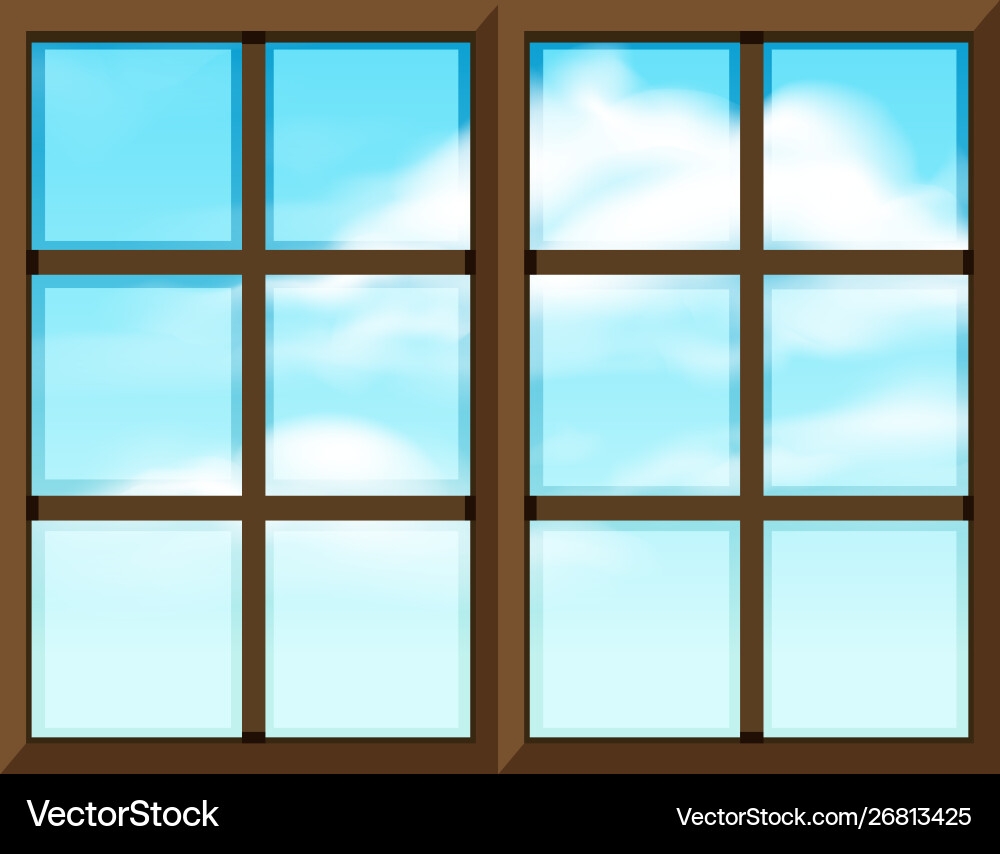 Window Frame Template With Outside View Royalty Free Vector