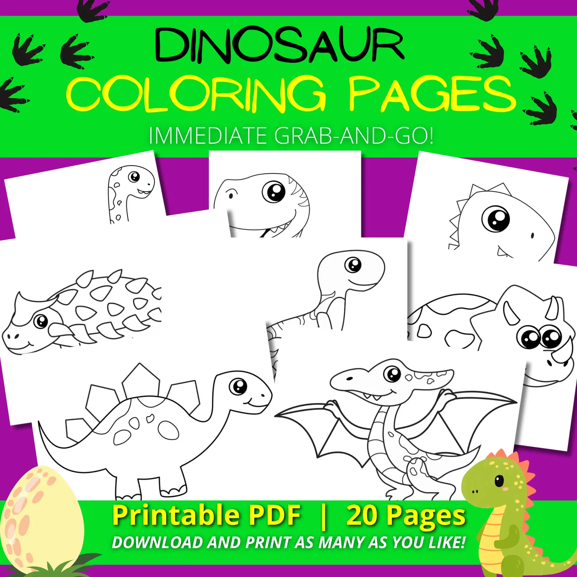 10 Adorable Dinosaur Printable Coloring Page Templates For Kids Simple Mom Project Store