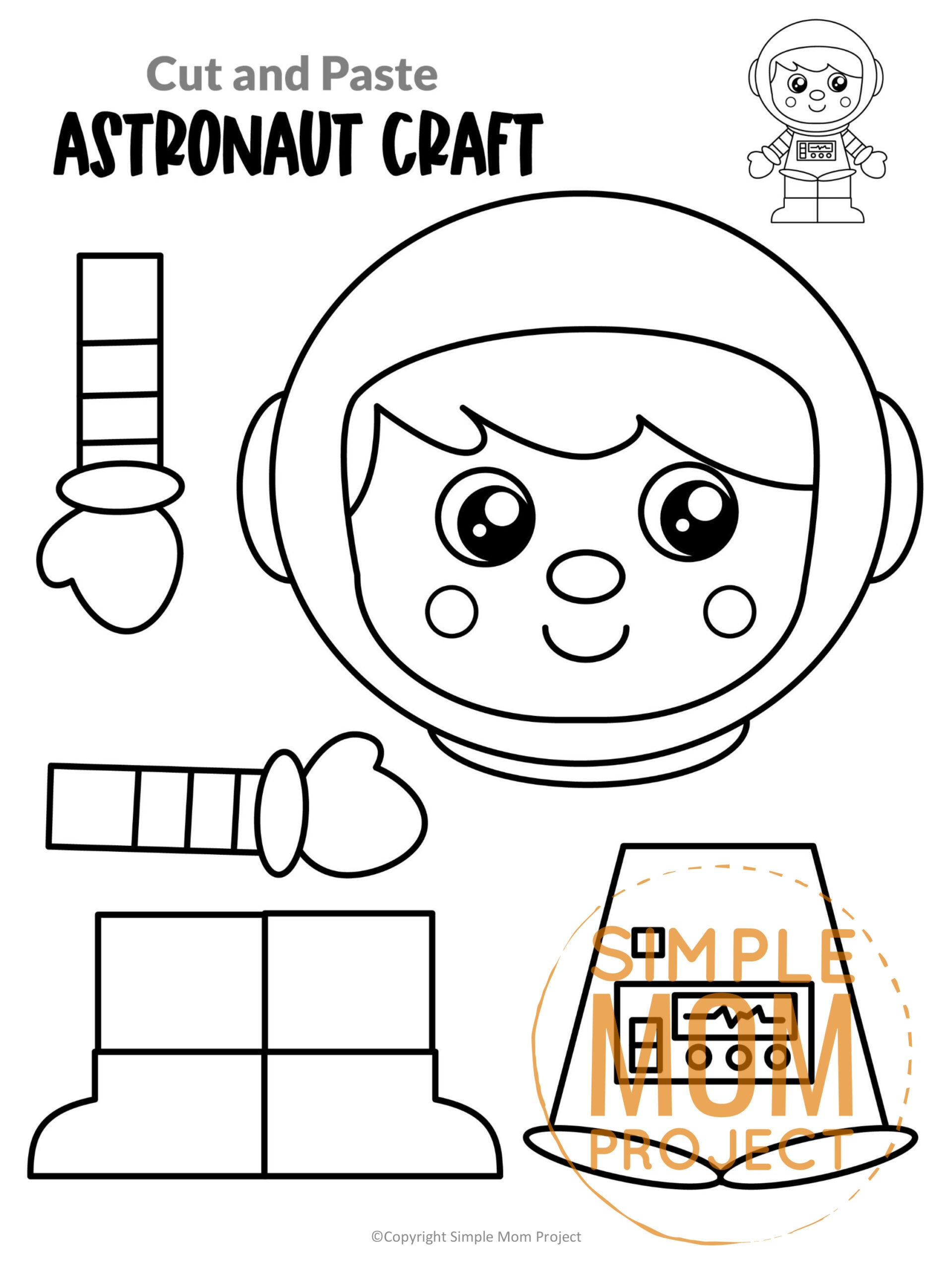 14 Planet And Outer Space Cut And Paste Craft Printable Templates Black And White Simple Mom Project Store