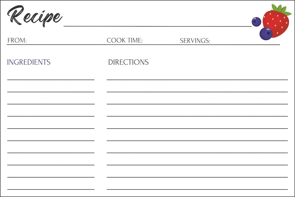 Recipe Card Printable Template
