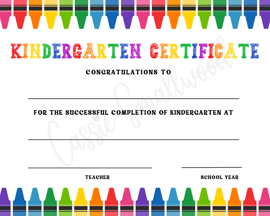 Printable Editable Preschool Graduation Certificate Template Free