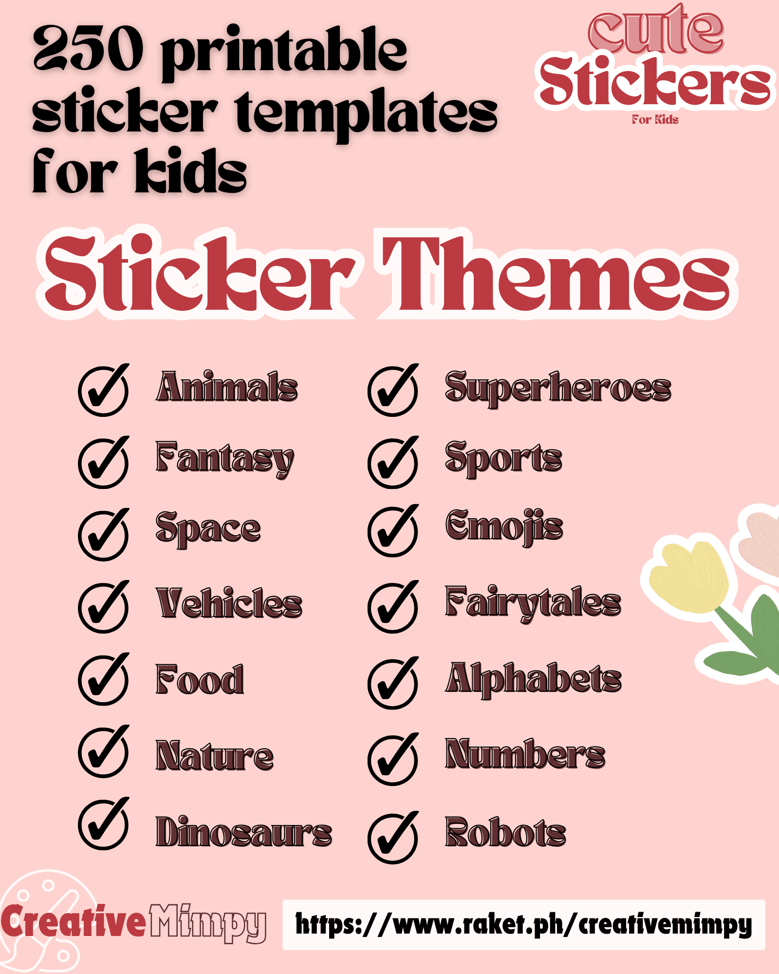 250 PRINTABLE STICKERS FOR KIDS WITH TEMPLATE By Undefined Raket PH